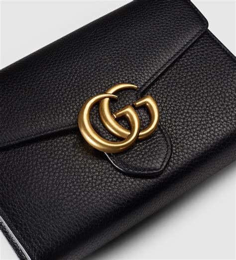 gucci chain wallet black leather.